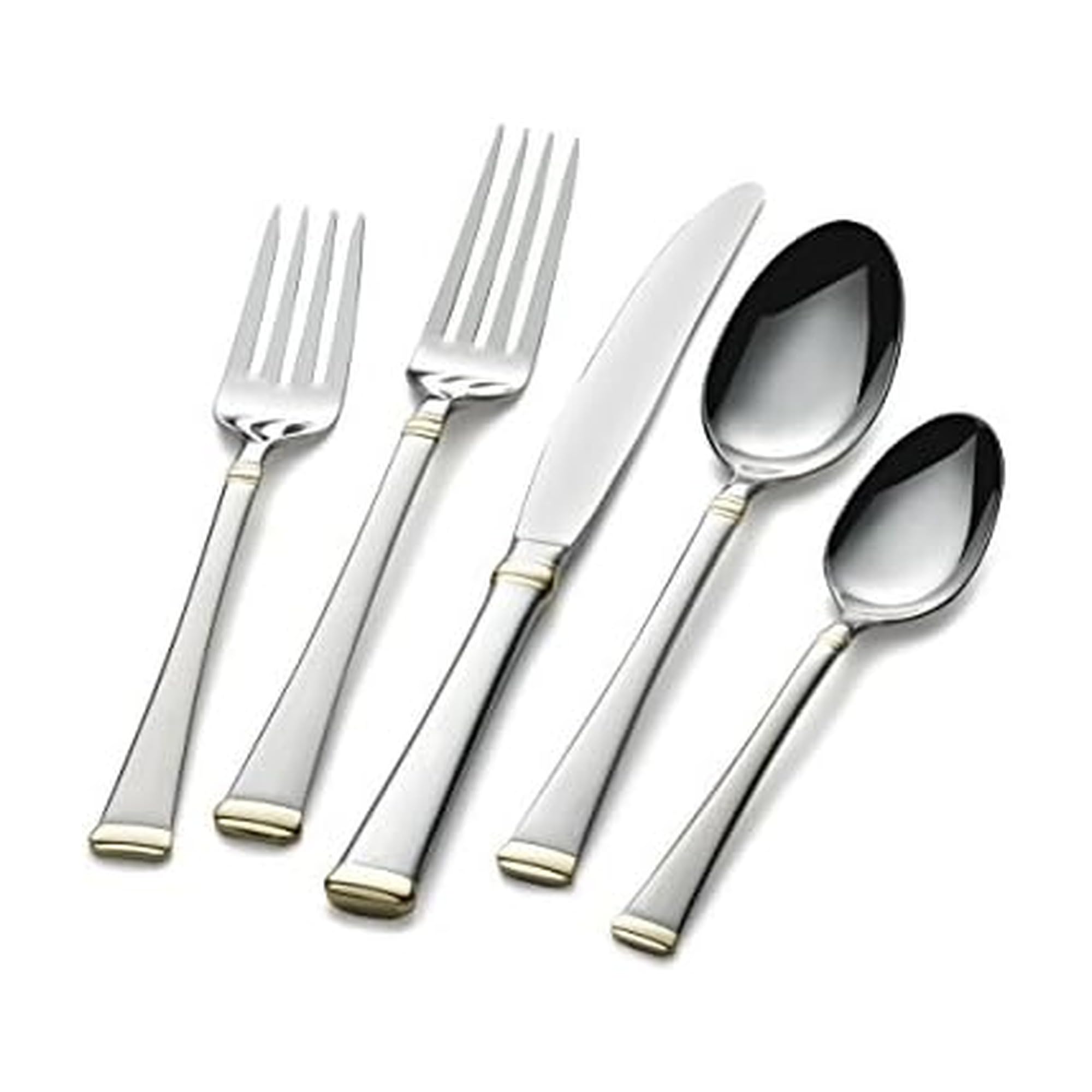 Mikasa Gold Accent Harmony dinner forks close-up with gold trim for elegant dining