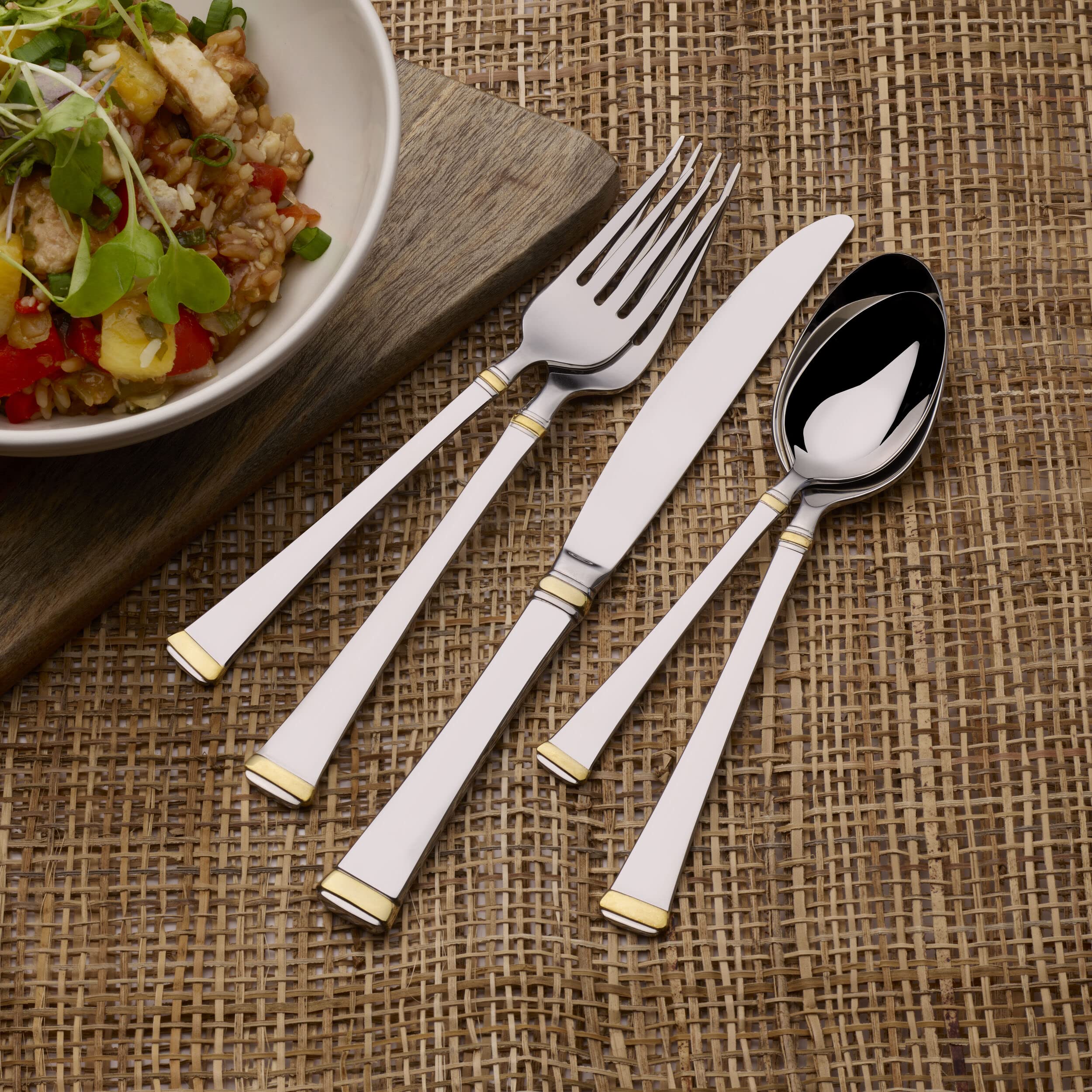 Mikasa Gold Accent Harmony table setting with full service on the table