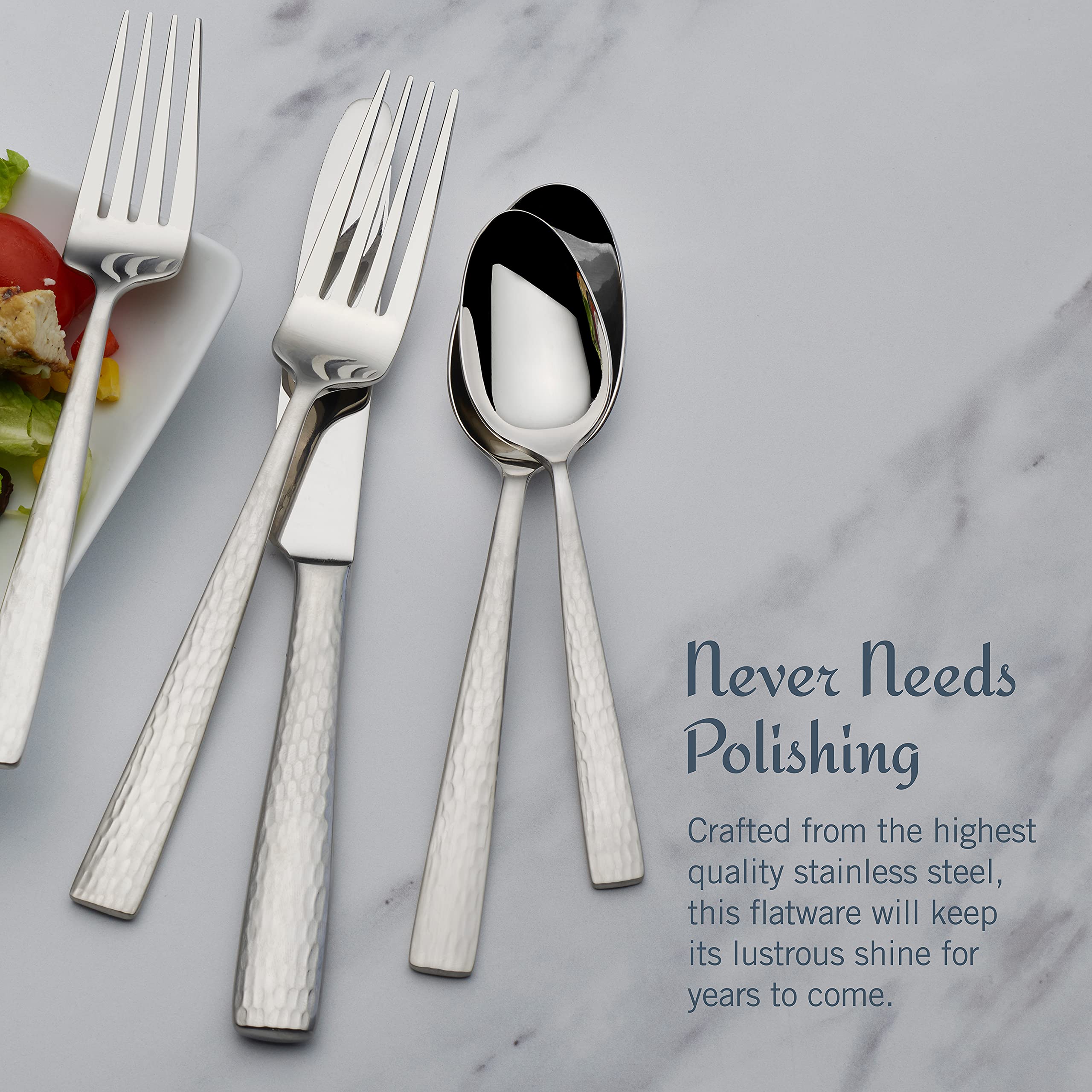 Mikasa Oliver Satin dinner spoons with rounded bowls for versatile dining