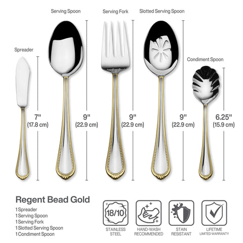 Mikasa Regent Bead Gold teaspoon detail captures delicate proportion for everyday tea service.