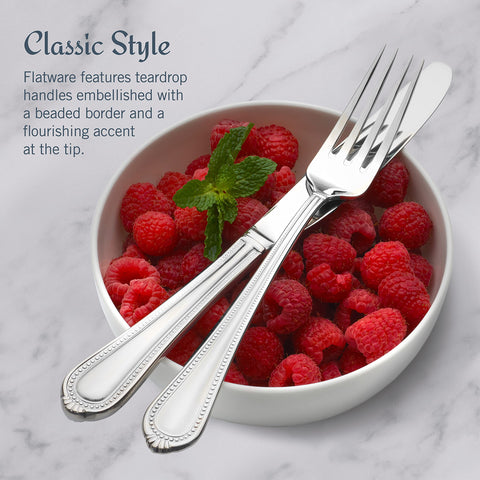 Serving utensils from Mikasa Regent Bead set ready for hosting.