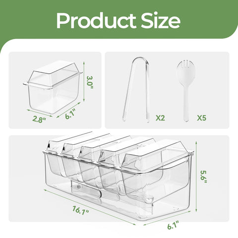 MIKESIER condiment caddy side view shows large capacity for party sauces and garnishes