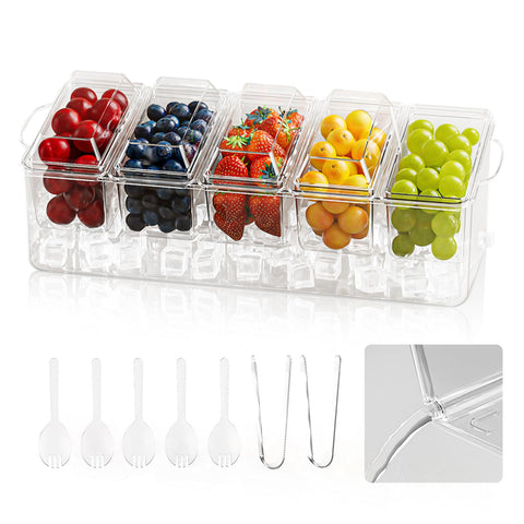 MIKESIER ice-chilled condiment caddy top view keeps sauces organized and fresh