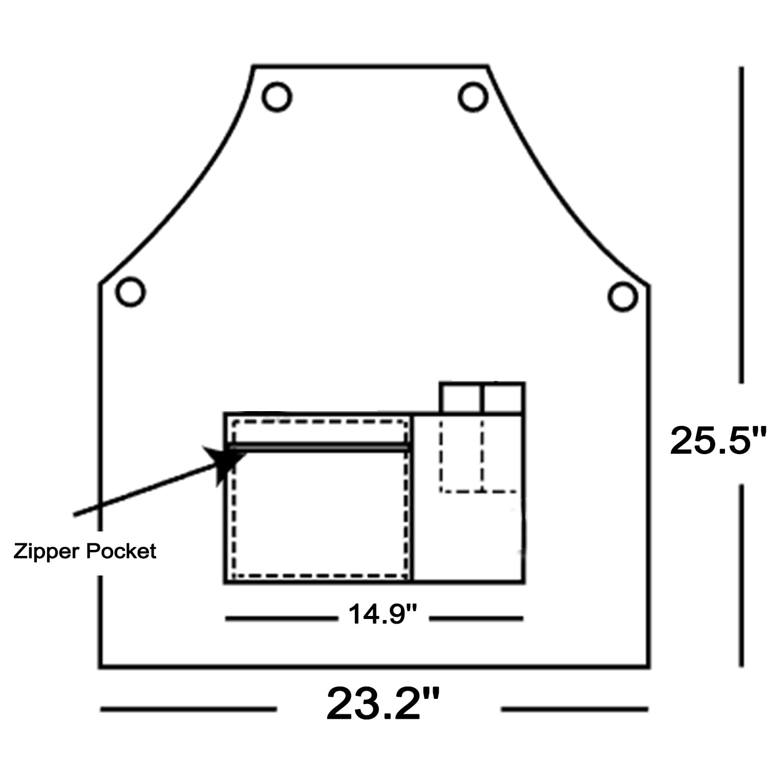 Miki Well apron easy-care design: wipe clean and hang to store.