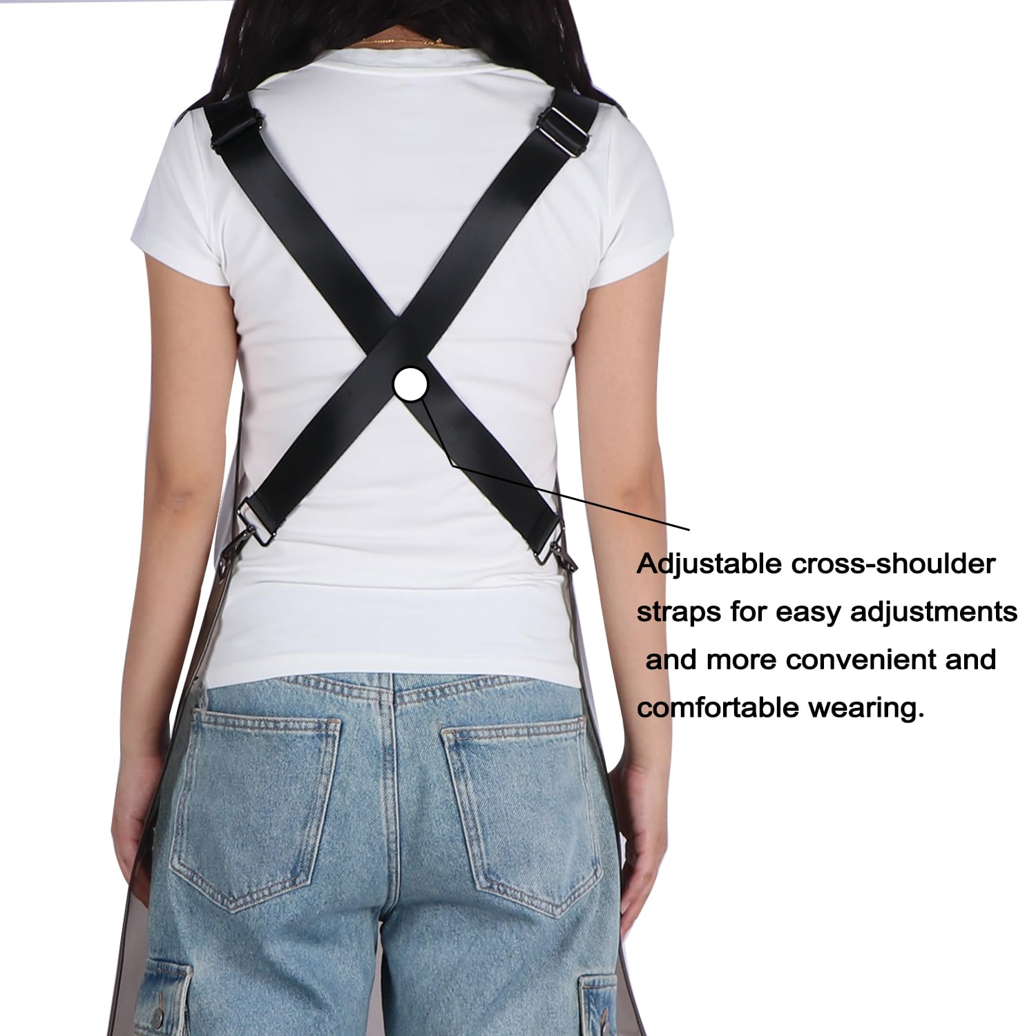 Miki Well waterproof TPU material protects clothing from splashes during client work.