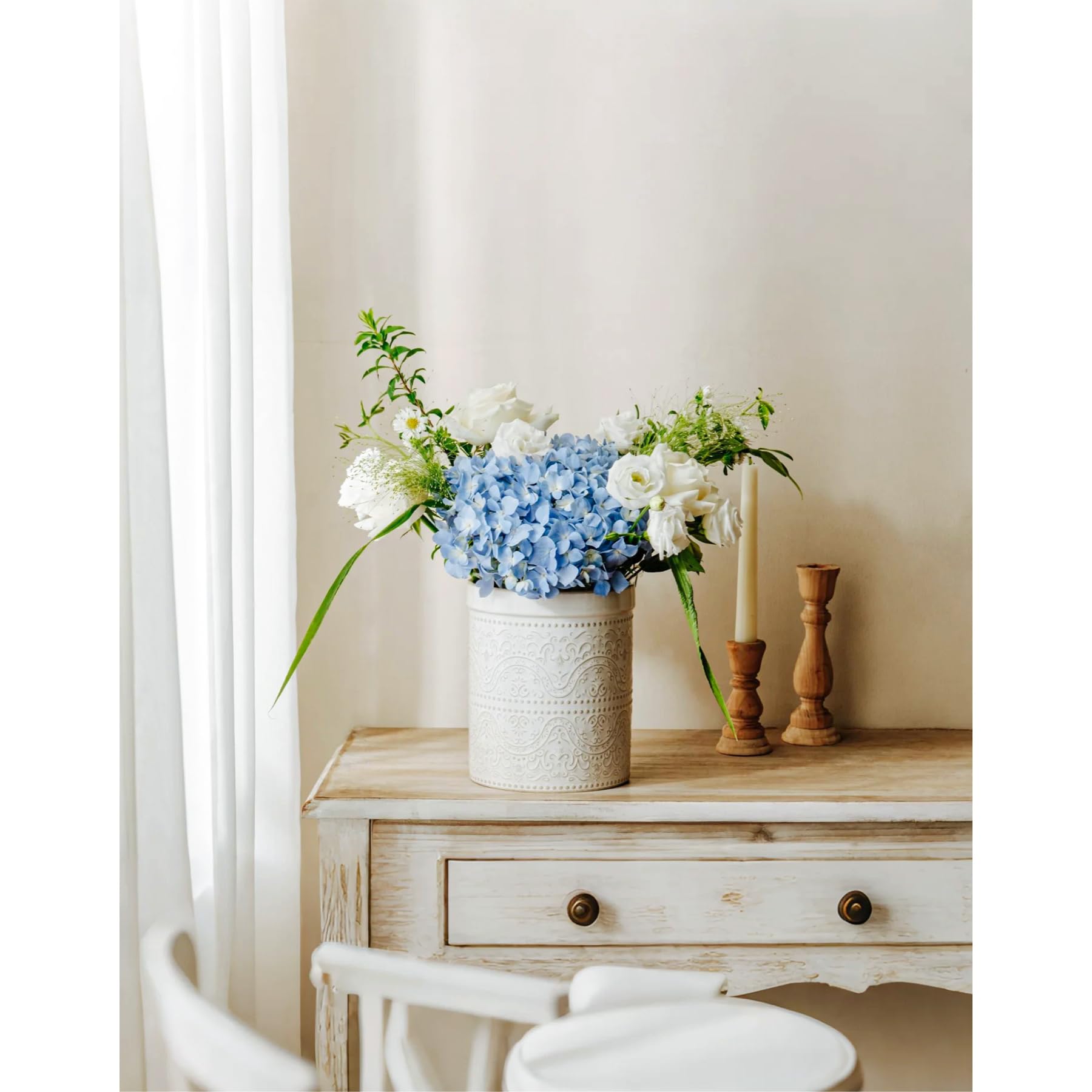 MIKIGEY off-white ceramic decor adds kitchen charm while offering practical storage.