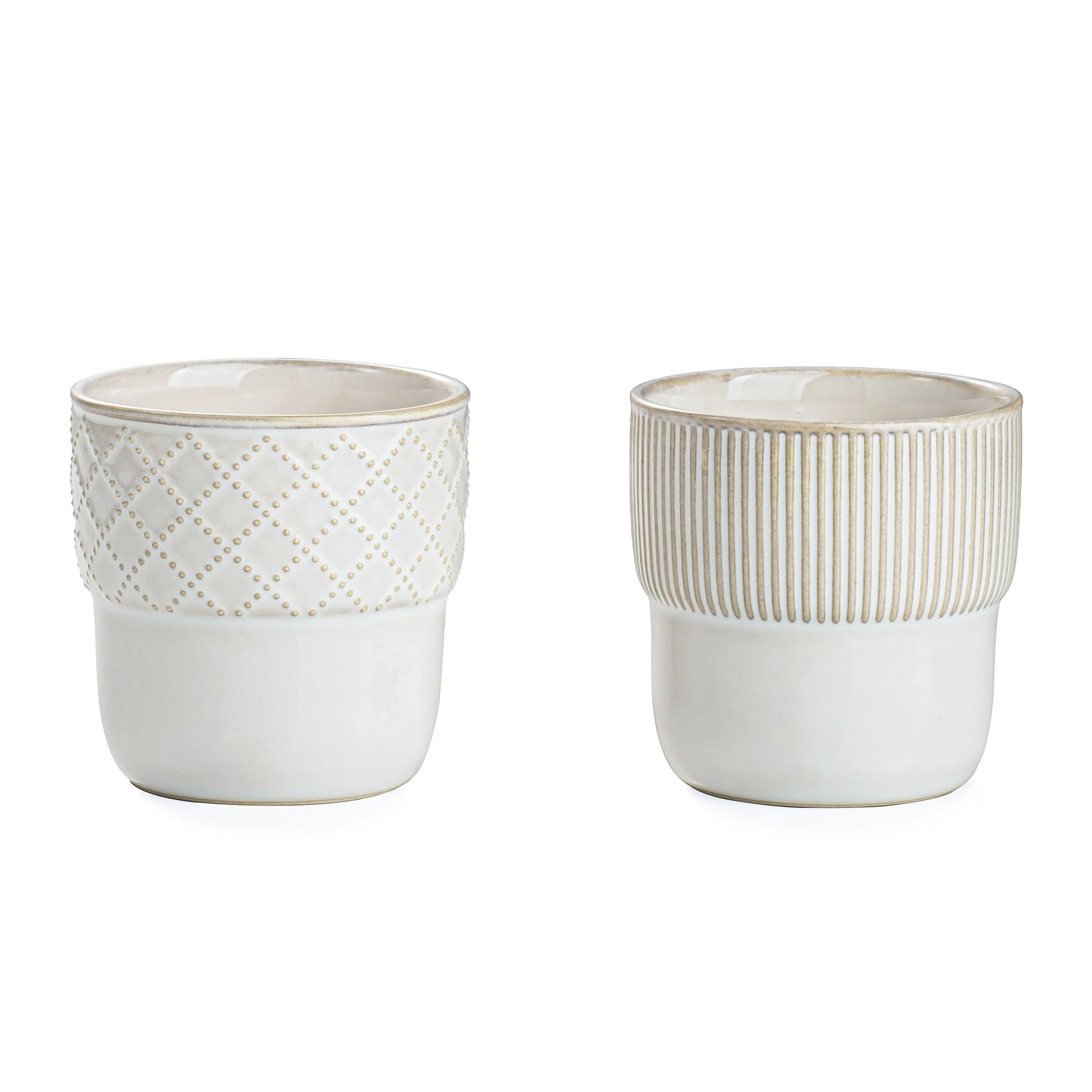 MIKIGEY embossed stripes espresso cups add farmhouse charm to daily coffee rituals.