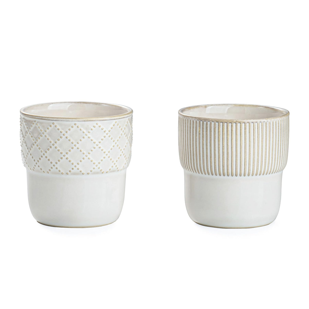 MIKIGEY embossed stripes espresso cups add farmhouse charm to daily coffee rituals.