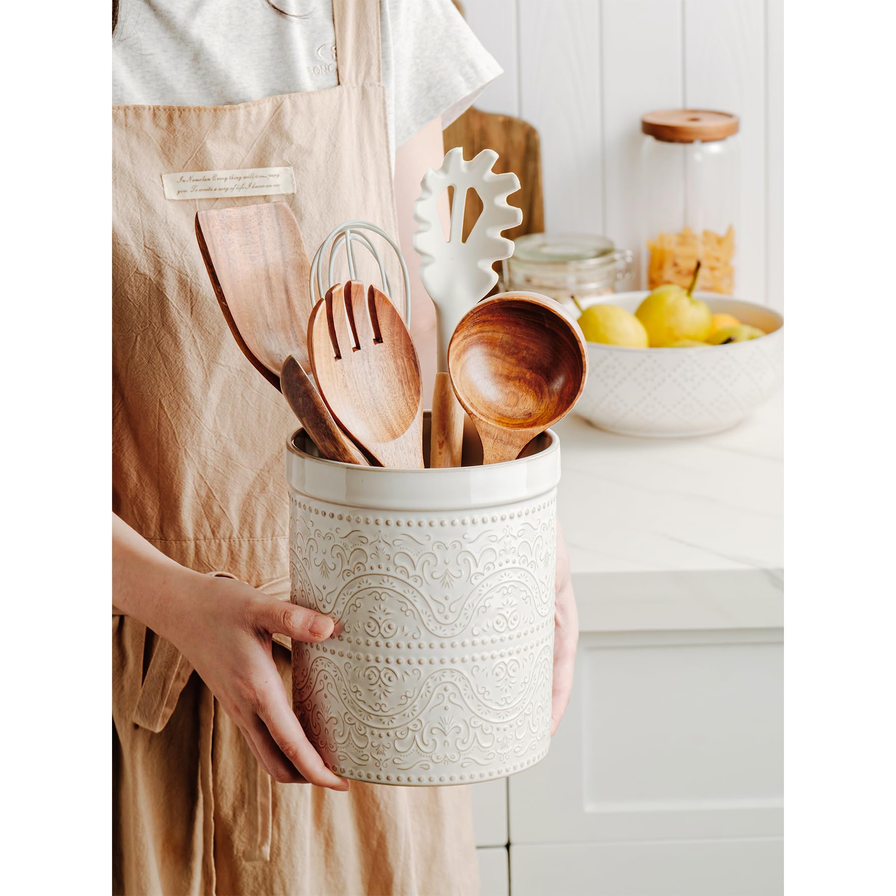 MIKIGEY multi-functional utensil holder doubles as a vase or brush container.