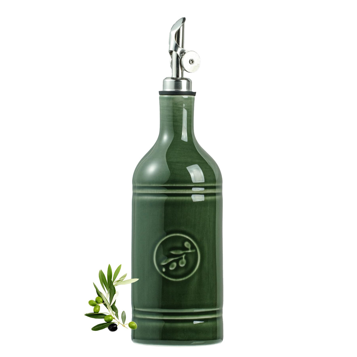MIKIGEY olive oil dispenser bottle with olive leaf design preserves flavor by blocking UV light.