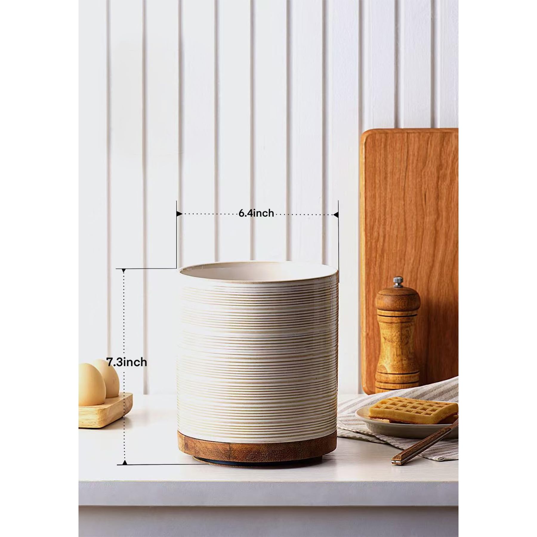 Full countertop setup showing the MIKIGEY utensil holder as a stylish focal point.