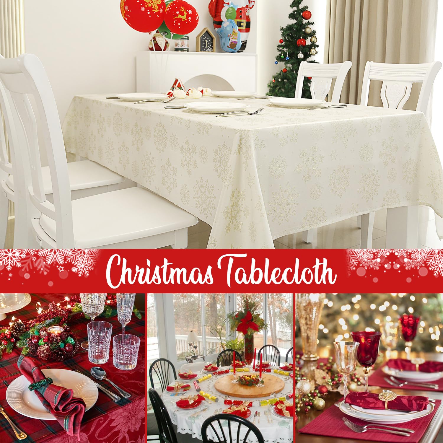 MikiUp easy-care machine washable tablecloth simplifies holiday cleanup