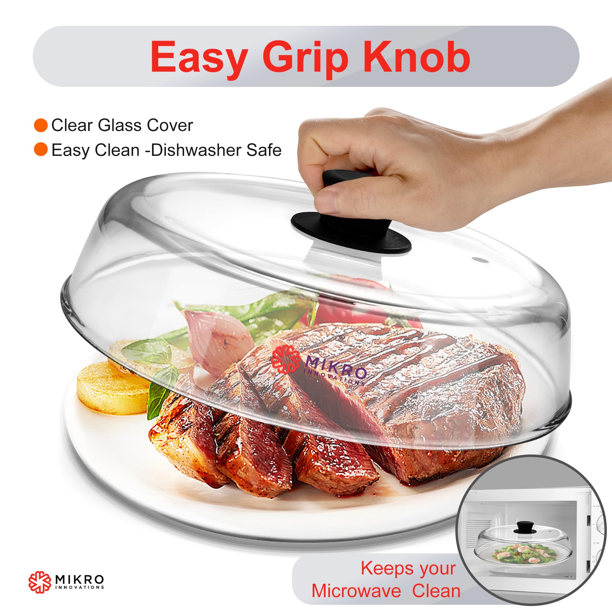 Mikro Innovations silicone knob stays cool for safe, comfortable handling.
