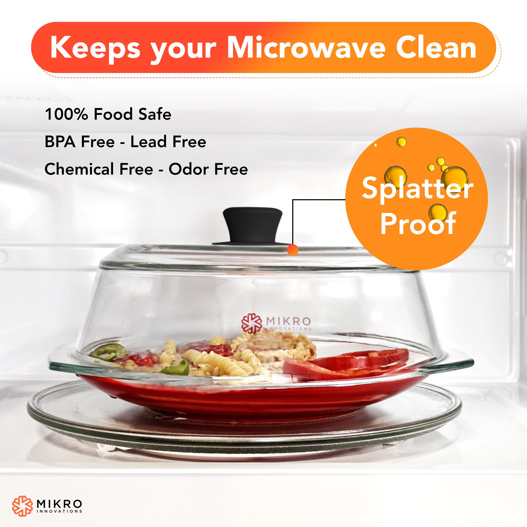Mikro Innovations dishwasher-safe glass cover for easy cleaning