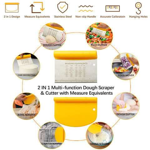 MIKULA 2-in-1 bench scraper and pizza cutter speeds prep and cleanup.