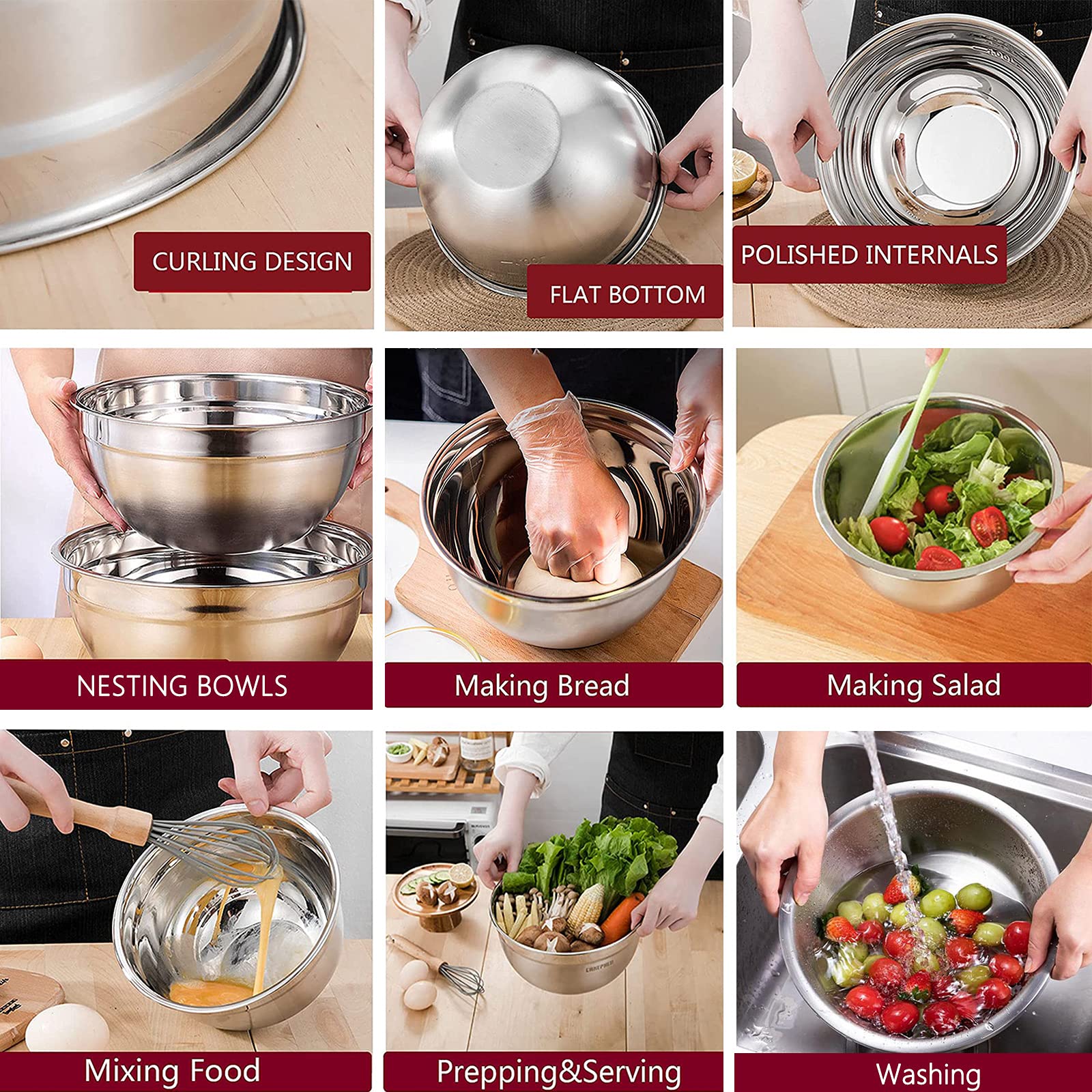 MIKULA 4.5qt nestable bowl with lid saves space.