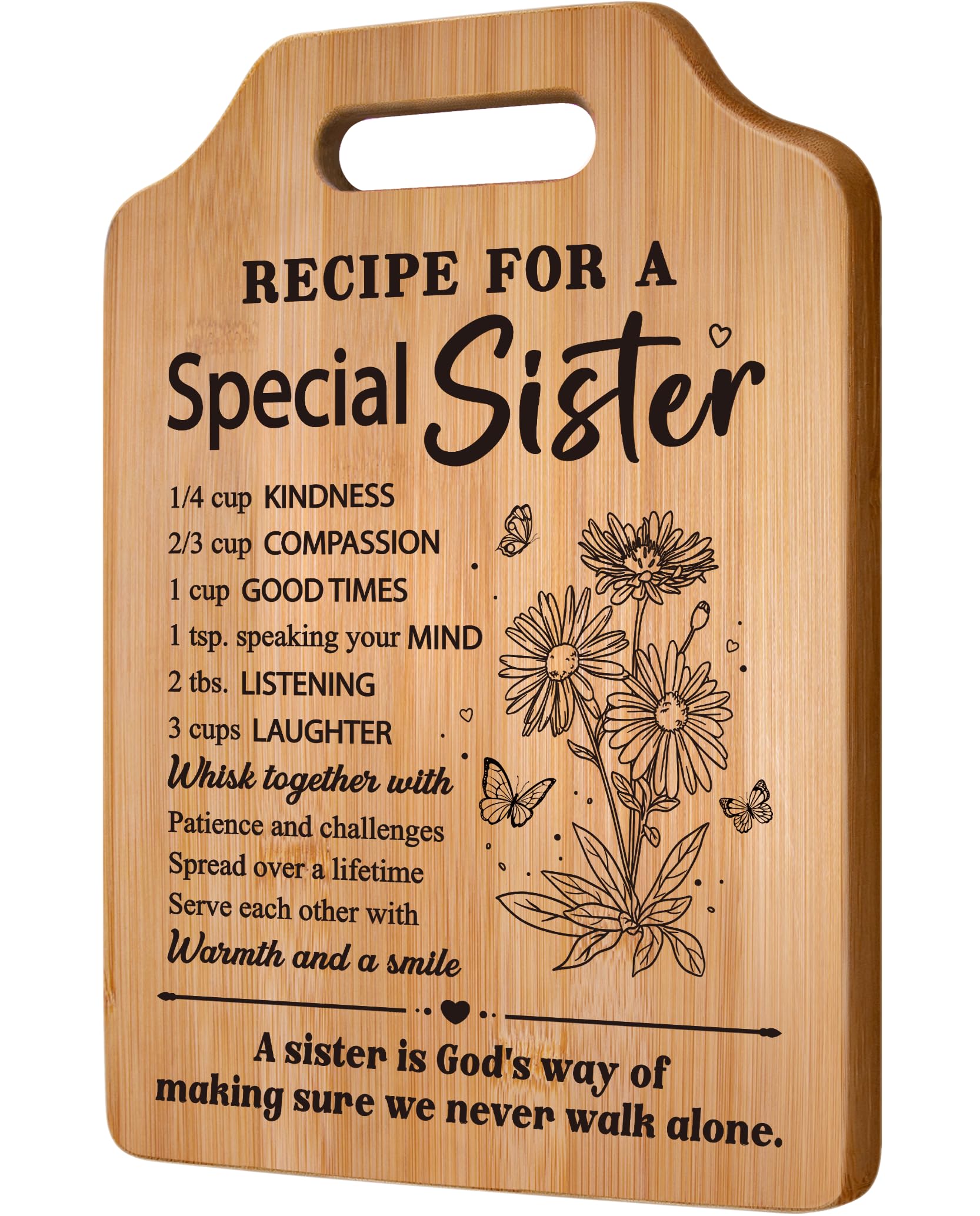 Milcier sister cutting board with poem engraving for a heartfelt birthday gift.