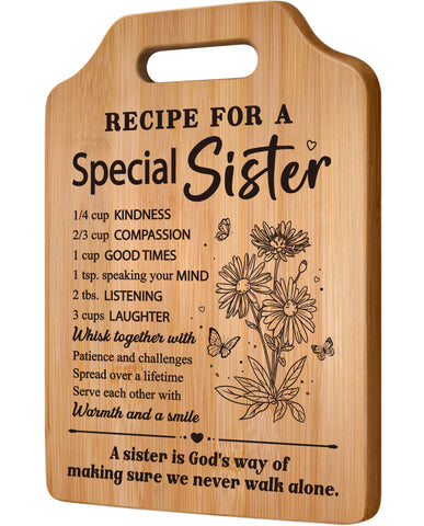 Milcier sister cutting board with poem engraving for a heartfelt birthday gift.