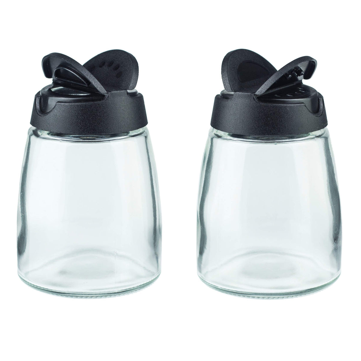MILEKE salt and pepper shakers front view shows compact design for quick tabletop seasoning.