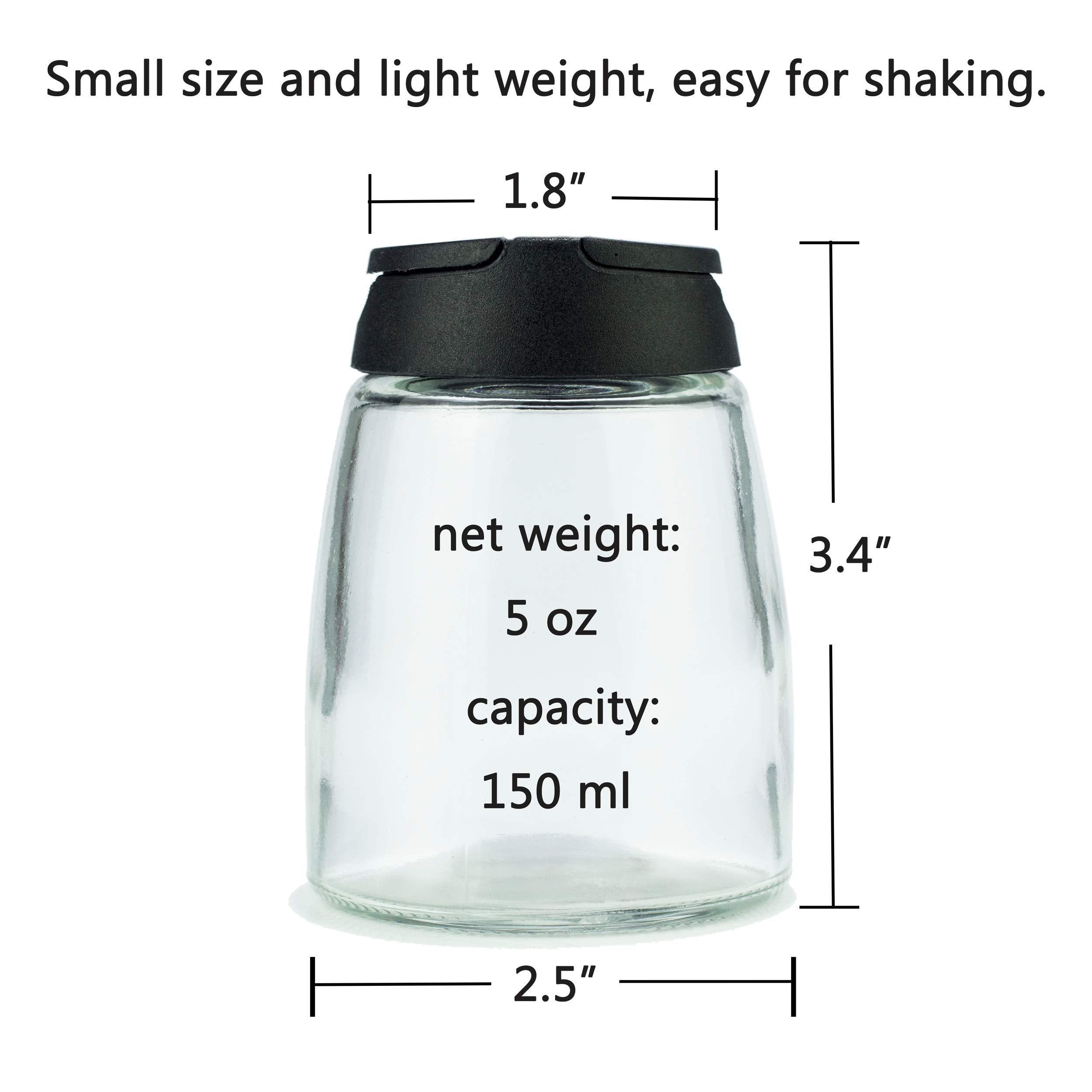 MILEKE glass-bodied shakers clearly display contents for accurate topping.