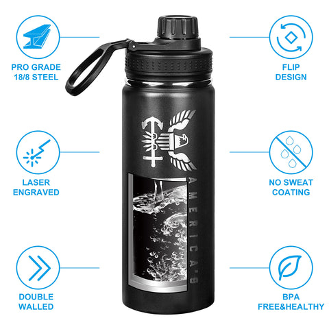 Double-wall insulation helps keep drinks cold up to 18 hours