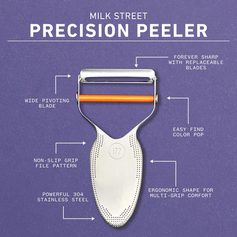 Milk Street Precision Peeler compact design saves drawer space.