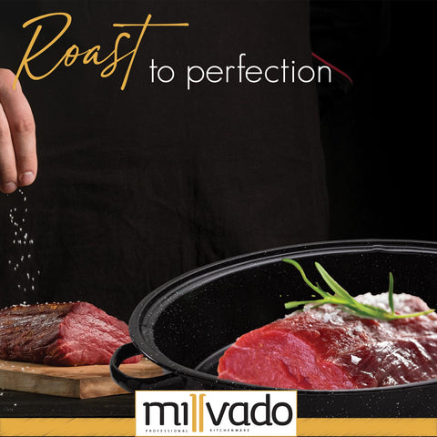 Millvado nonstick granite enamel pan cleans easily and resists staining.