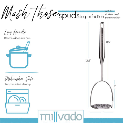 Millvado heavy duty metal masher withstands daily use for years