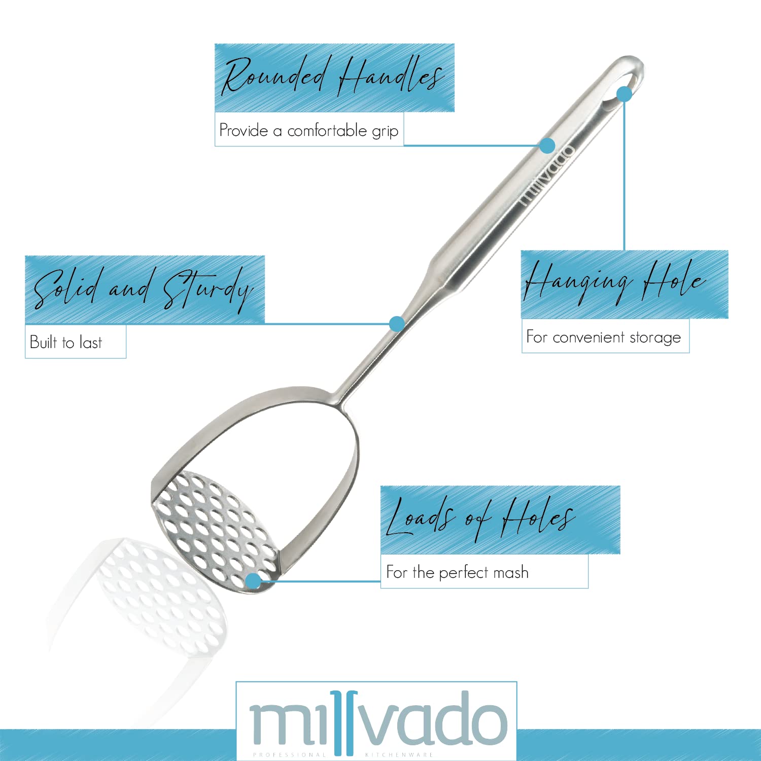 Millvado multi use masher mashes beans and eggs smoothly