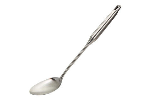 Millvado stainless steel big cooking spoon for stirring and serving in large pots.
