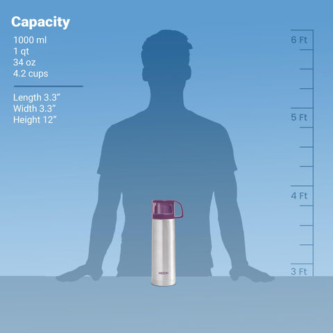 Milton Glassy 34 oz capacity supports hydration on the go.