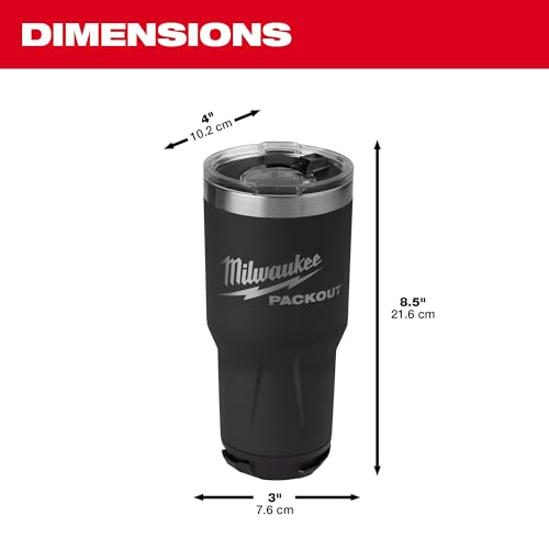 Milwaukee Packout insulated tumbler dishwasher-safe for easy cleaning after long workdays