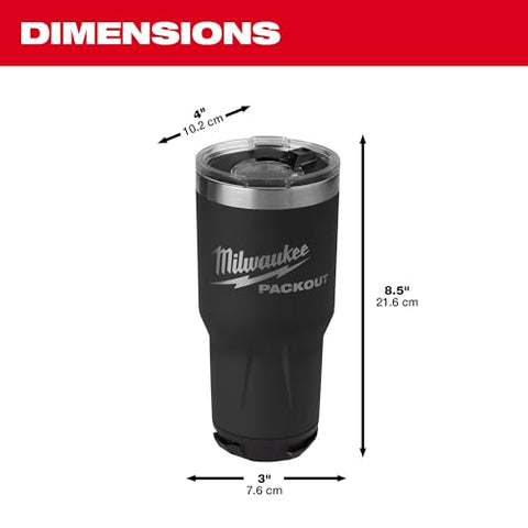 Milwaukee Packout insulated tumbler dishwasher-safe for easy cleaning after long workdays