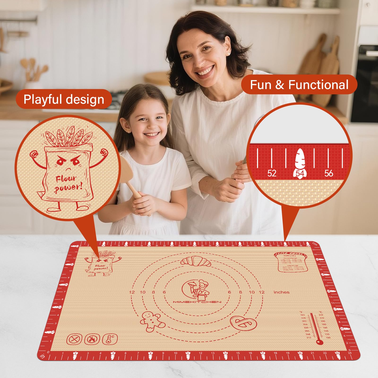 Mimekitchen baking mat withstands oven heat and cold for versatile baking