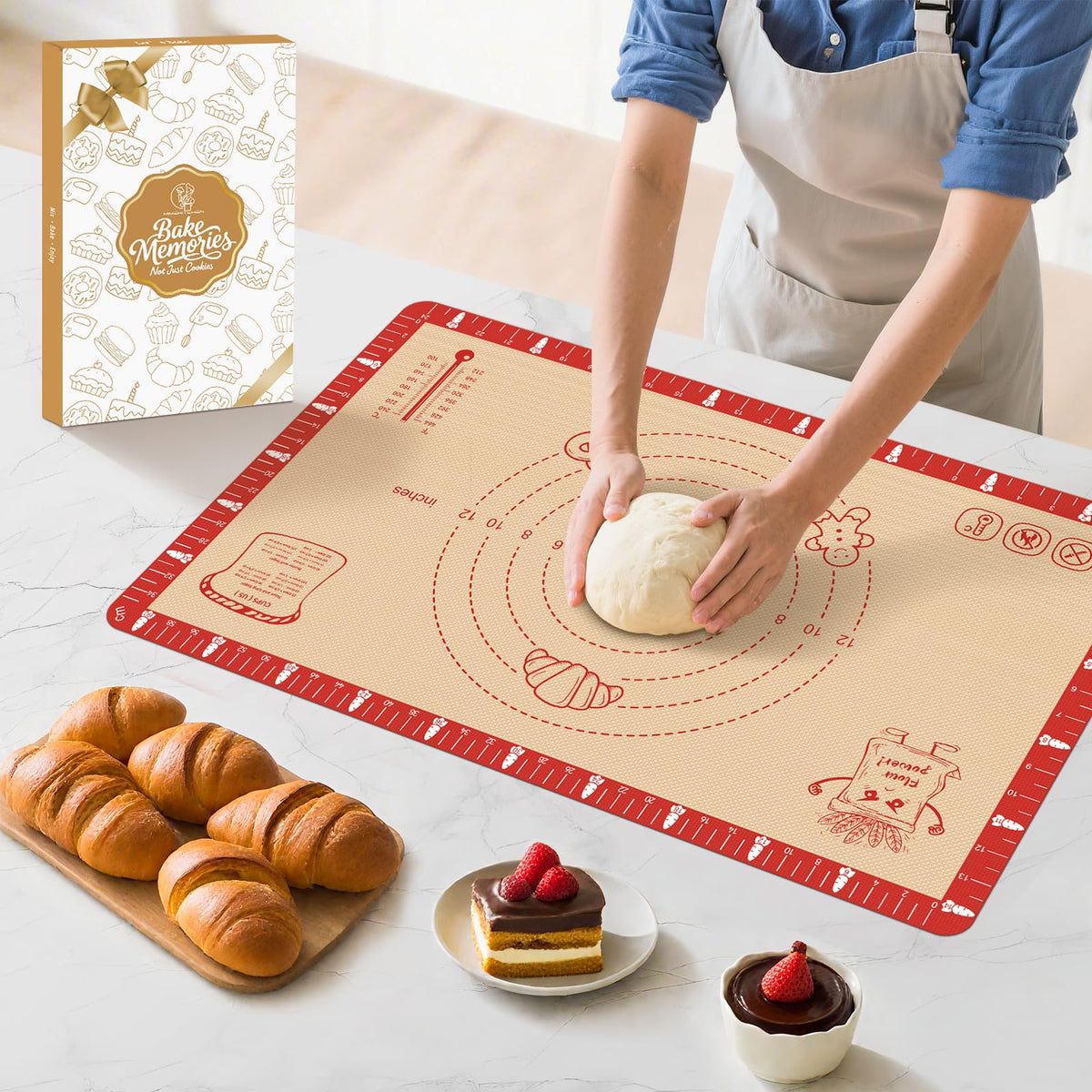 Mimekitchen extra-thick silicone baking mat with dual-color print for precise measurements