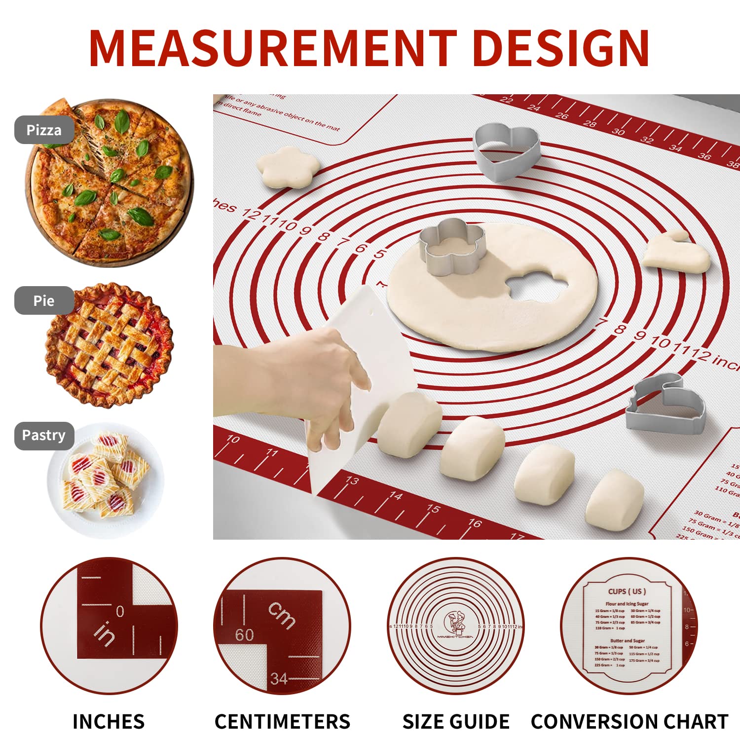 Mimekitchen baking mat withstands heat from -40°F to 450°F