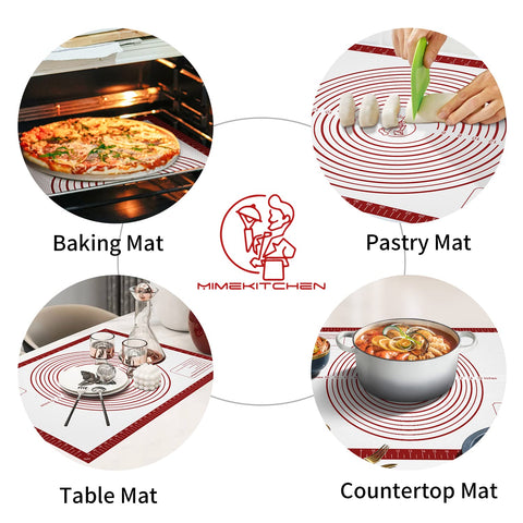 Mimekitchen silicone pastry mat non-slip bottom prevents movement on counters.