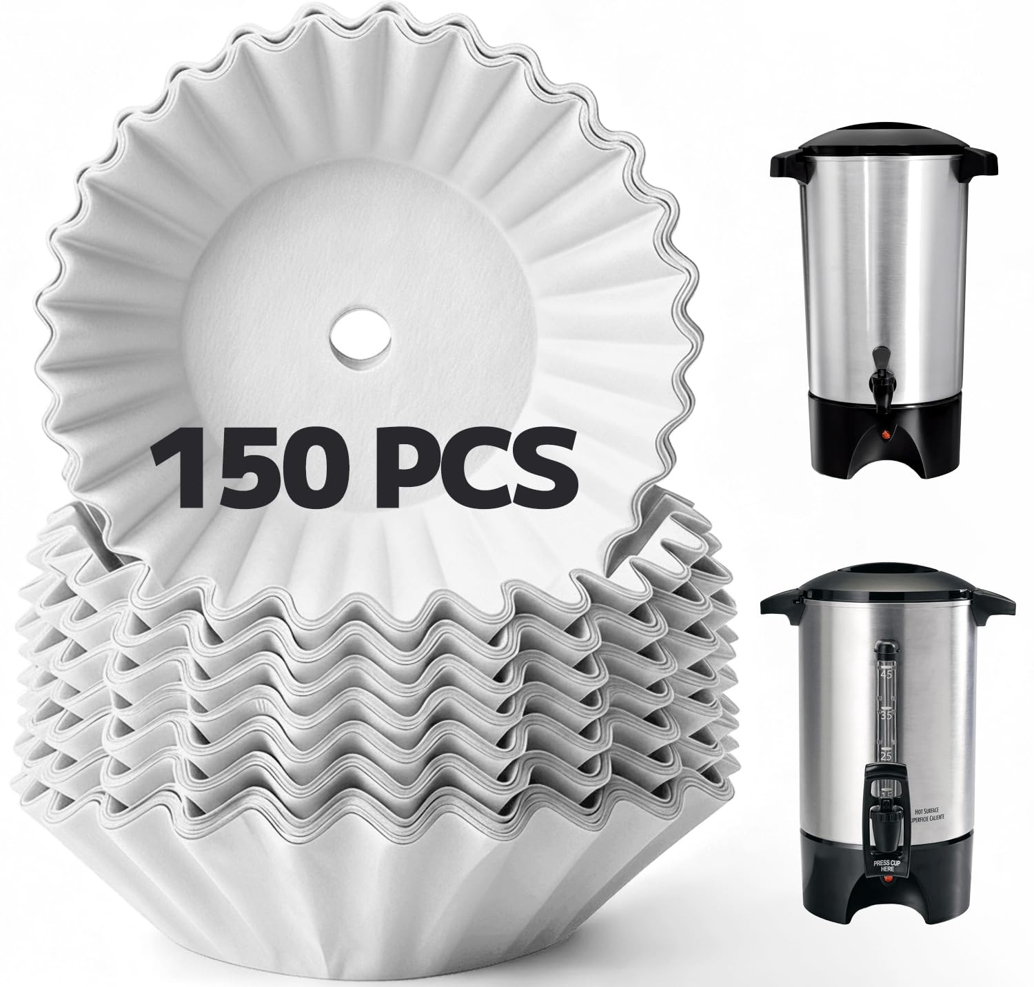 MIMORE coffee filters for 45-cup urn with pre-punched holes for even flow and faster brewing