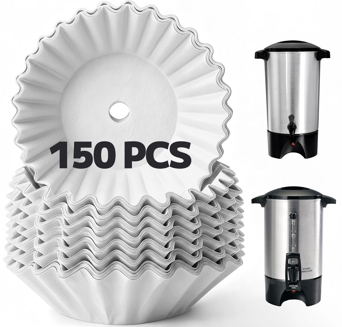 MIMORE coffee filters for 45-cup urn with pre-punched holes for even flow and faster brewing