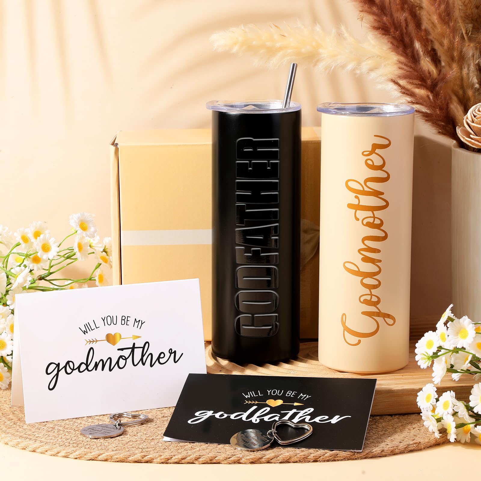 Mimorou 20oz tumbler with godmother/godfather lettering for daily use.