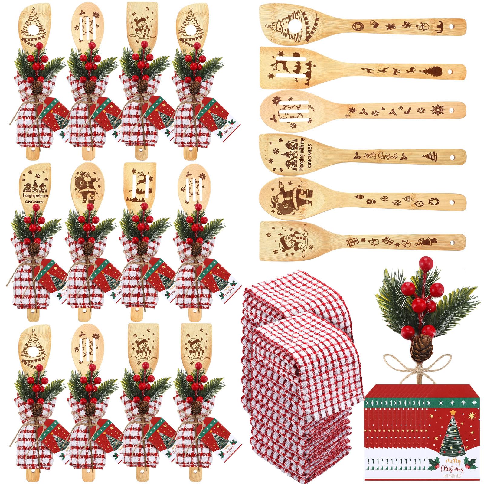 Mimorou Christmas bamboo utensils set with spoons for festive cooking.