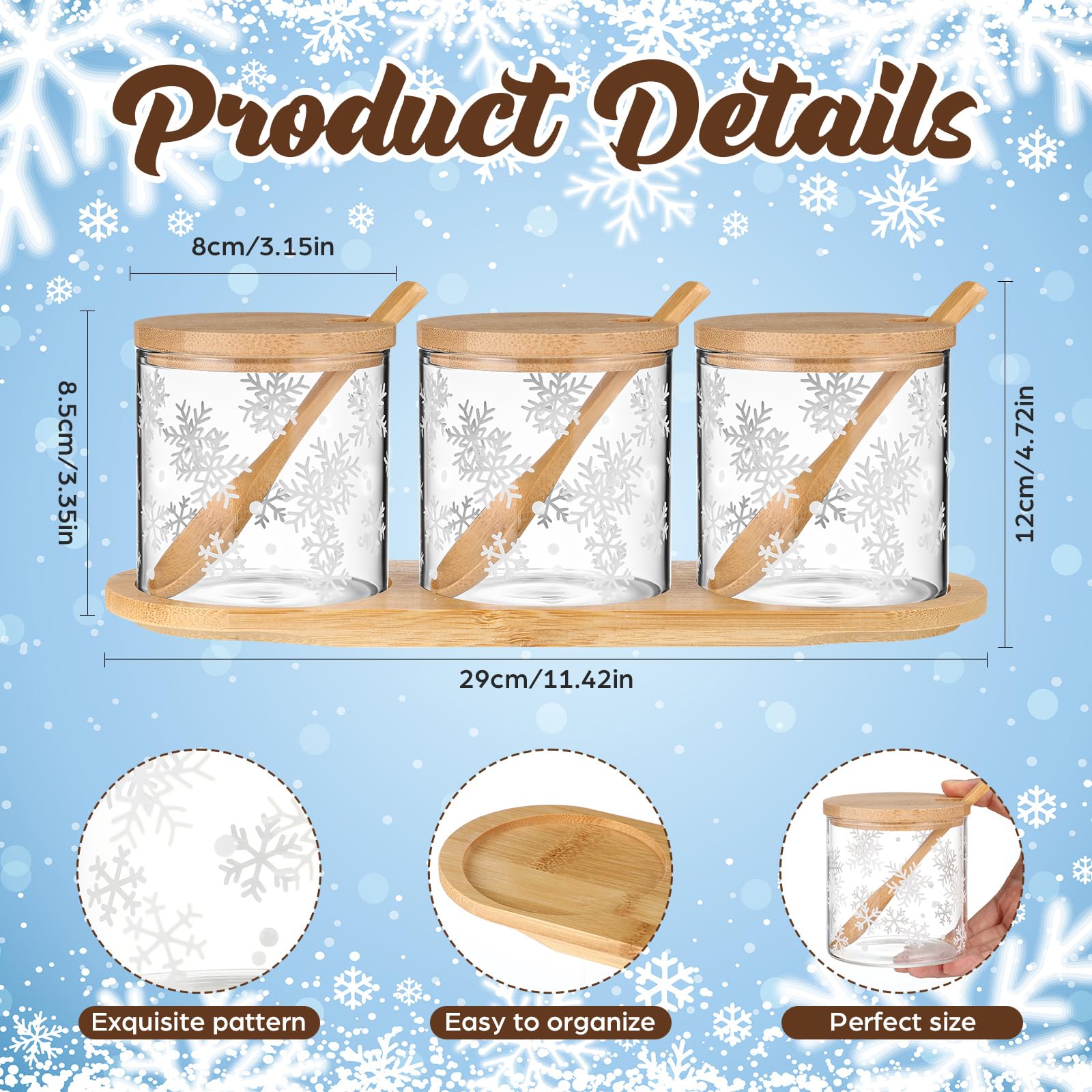 Mimorou snowflake design jar ideal Christmas candy storage