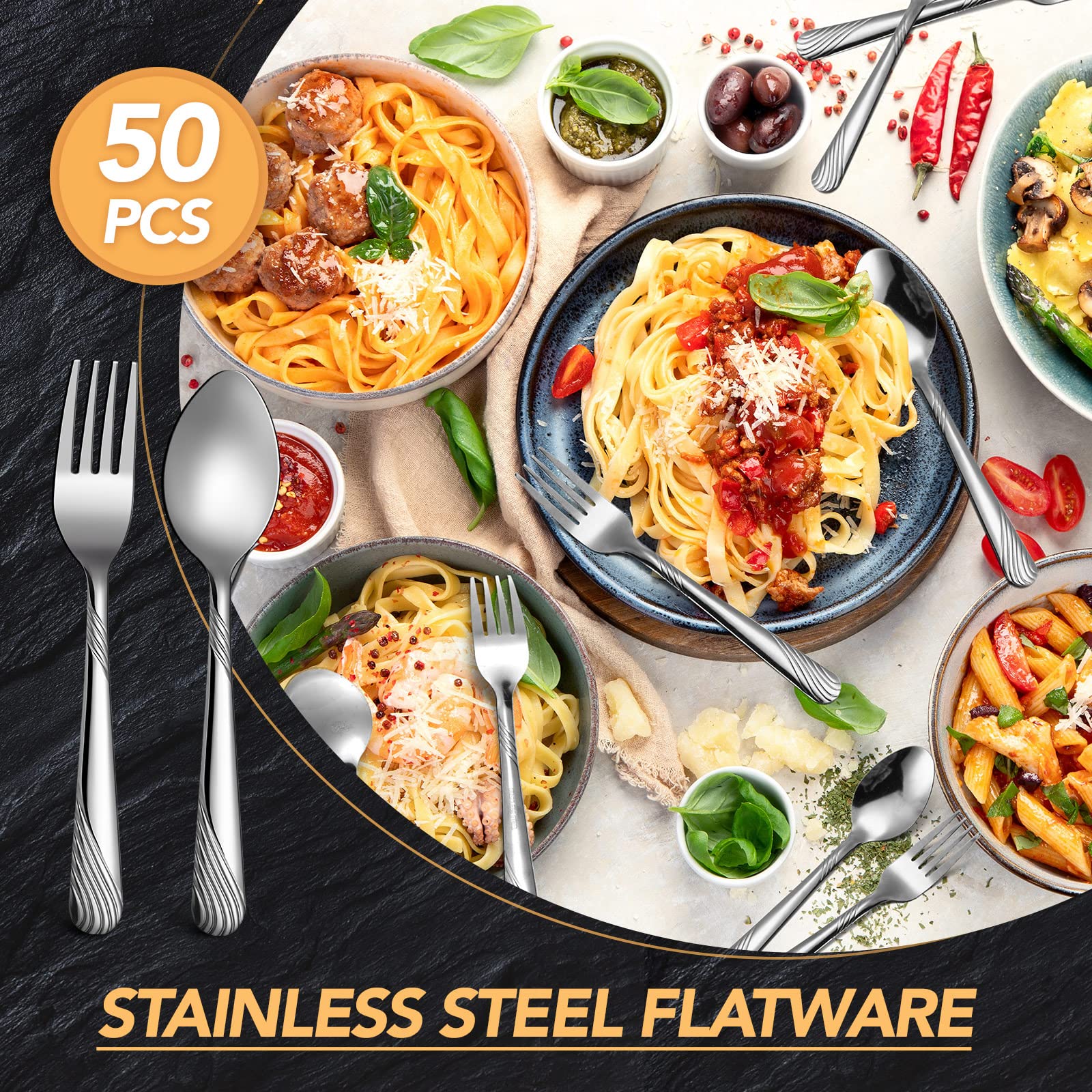 Minatee mirror-polished finish adds elegant shine to your dining table.