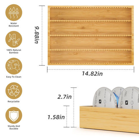 MinBoo bamboo pod drawer organizer neatly arranges Vertuo Vertuoline capsules