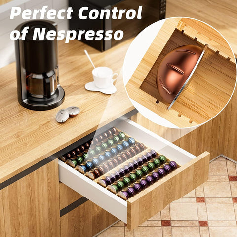 MinBoo drawer insert displayed on kitchen counter for easy pod access