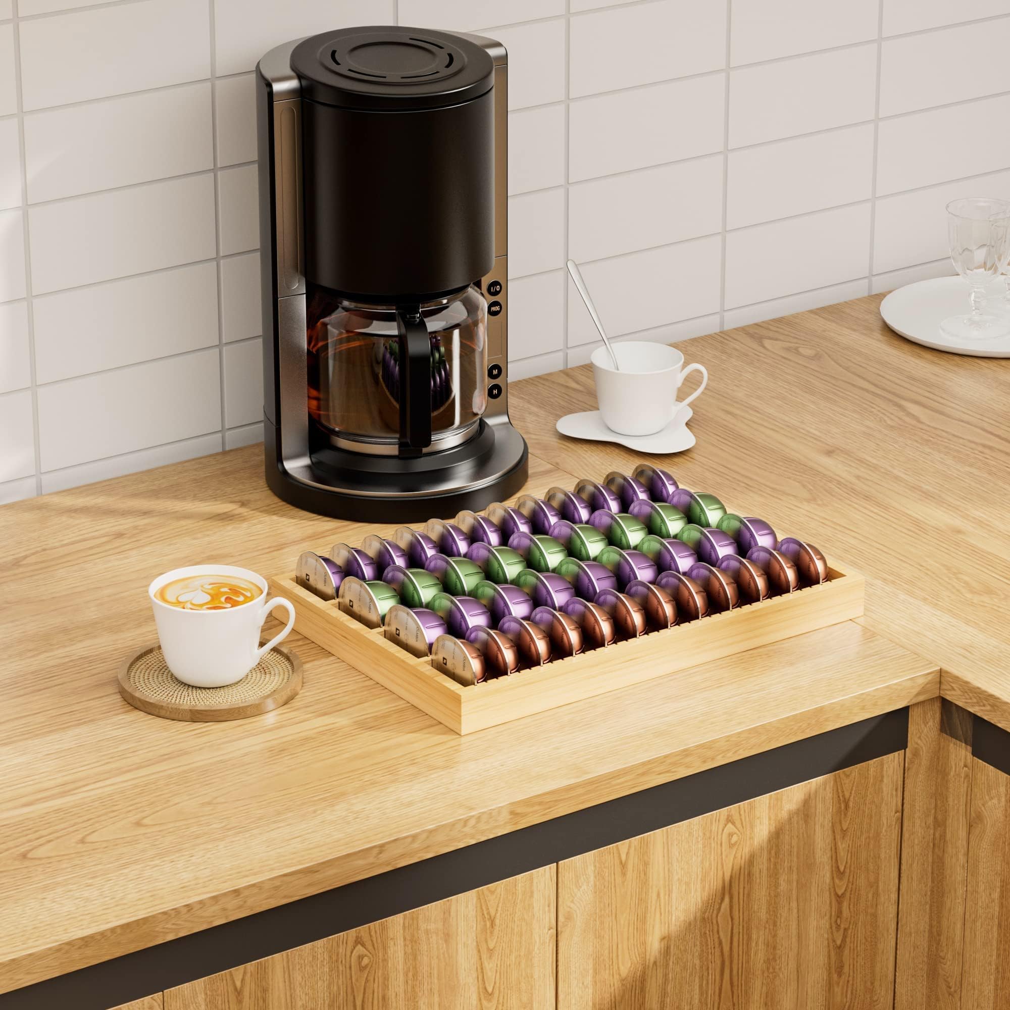 MinBoo bamboo coffee station accessory enhances home or office setups