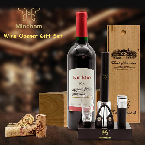 Mincham 6-piece wine opener set shown as a complete gift for wine lovers