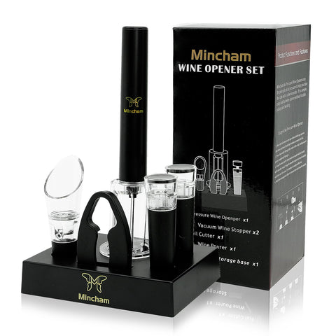 Mincham air pressure wine bottle opener with smooth cork removal