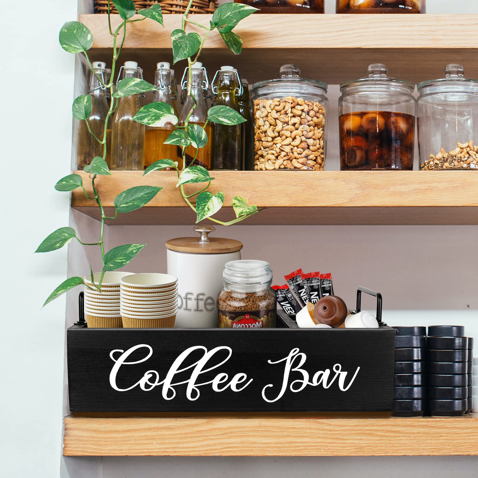 MINCORD black coffee bar holder blends with any kitchen style and elevates function
