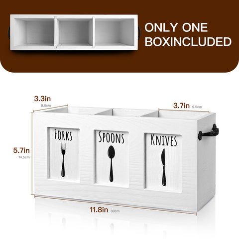 MINCORD wood flatware organizer with metal handles for easy carrying